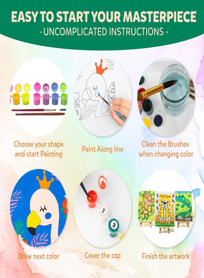 Artiggle DIY Paint By Number | Canvas Painting Kit For Kids | Pack of 4 Canvas Board 20*15cm + 12 Paints ( 8 Neon & 4 Glow In The Dark Colors ) + Wooden Easel + 1 Paint Brush | Beginner-Friendly Painting Art Kit | - Image 3